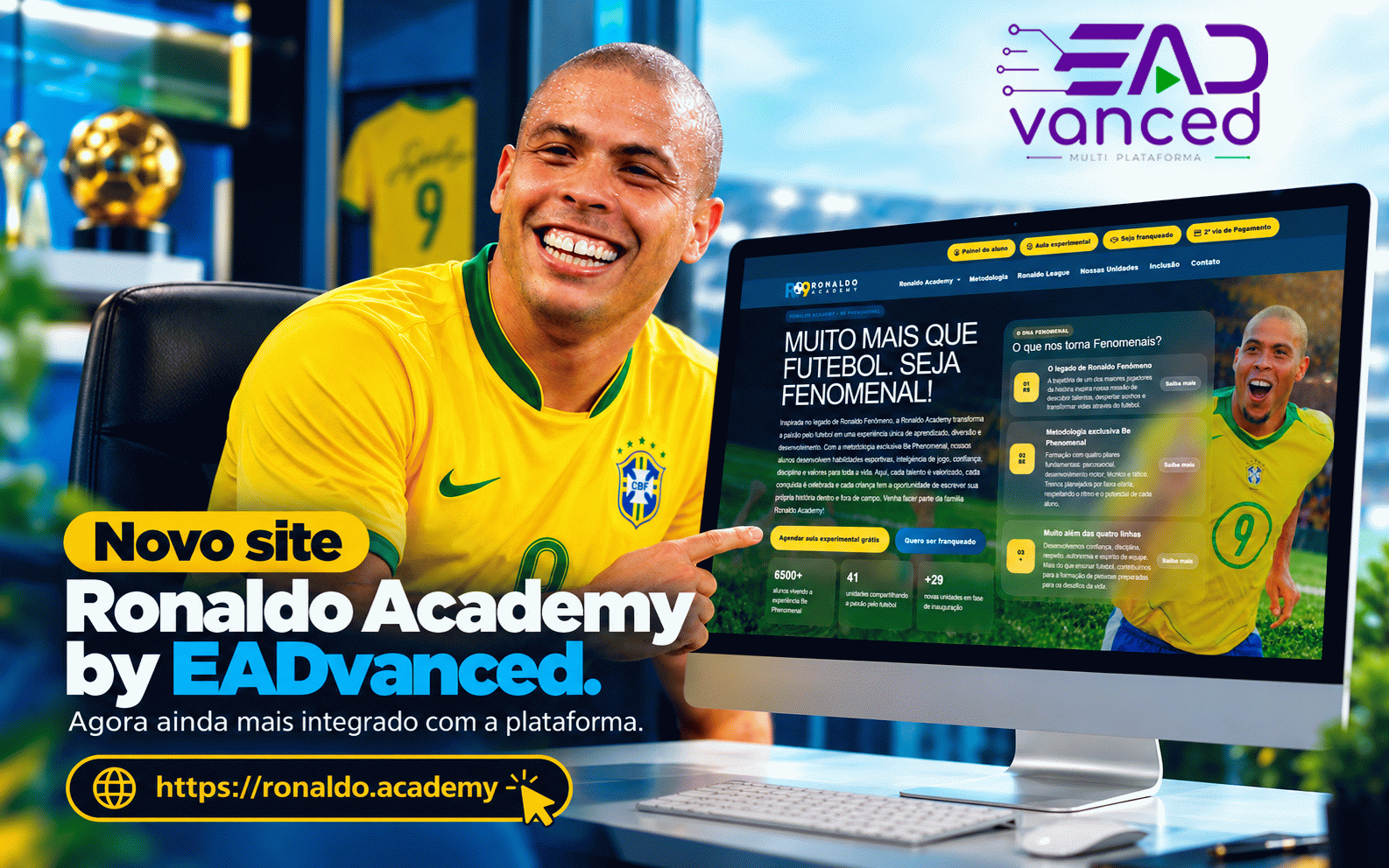 Novo site da Ronaldo Academy by EADvanced: mais tecnologia, integração e uma experiência fenomenal
